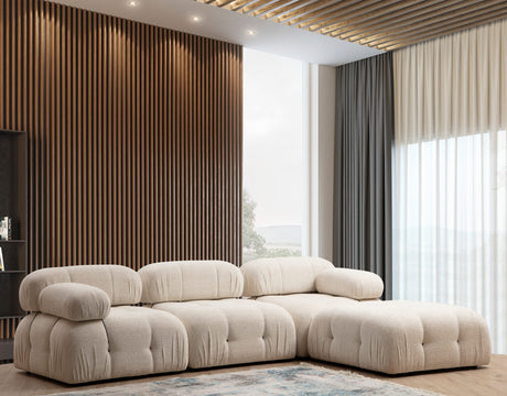 Banken - Modulaire XXL hoekbank Bubble met hocker - crème - Dimehouse