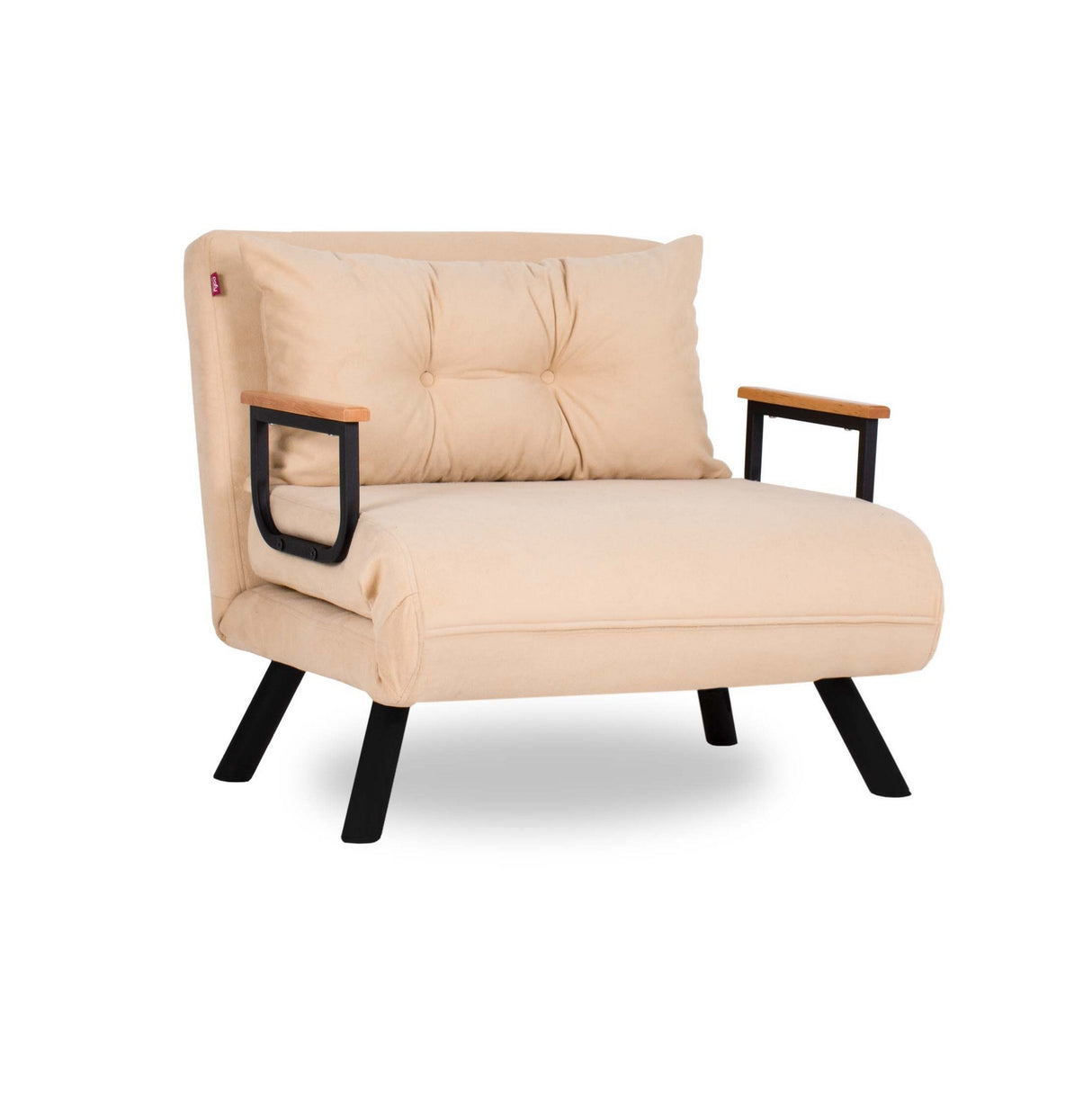 Fauteuils - Scandinavische slaapfauteuil Crème stof linnen look Sando - Dimehouse