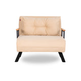 Fauteuils - Scandinavische slaapfauteuil Crème stof linnen look Sando - Dimehouse