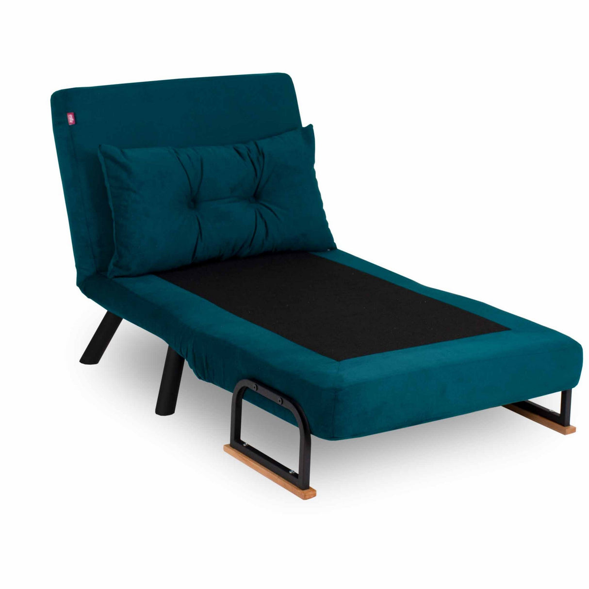 Fauteuils - Scandinavische slaapfauteuil Petrol Blauw stof linnen look Sando - Dimehouse