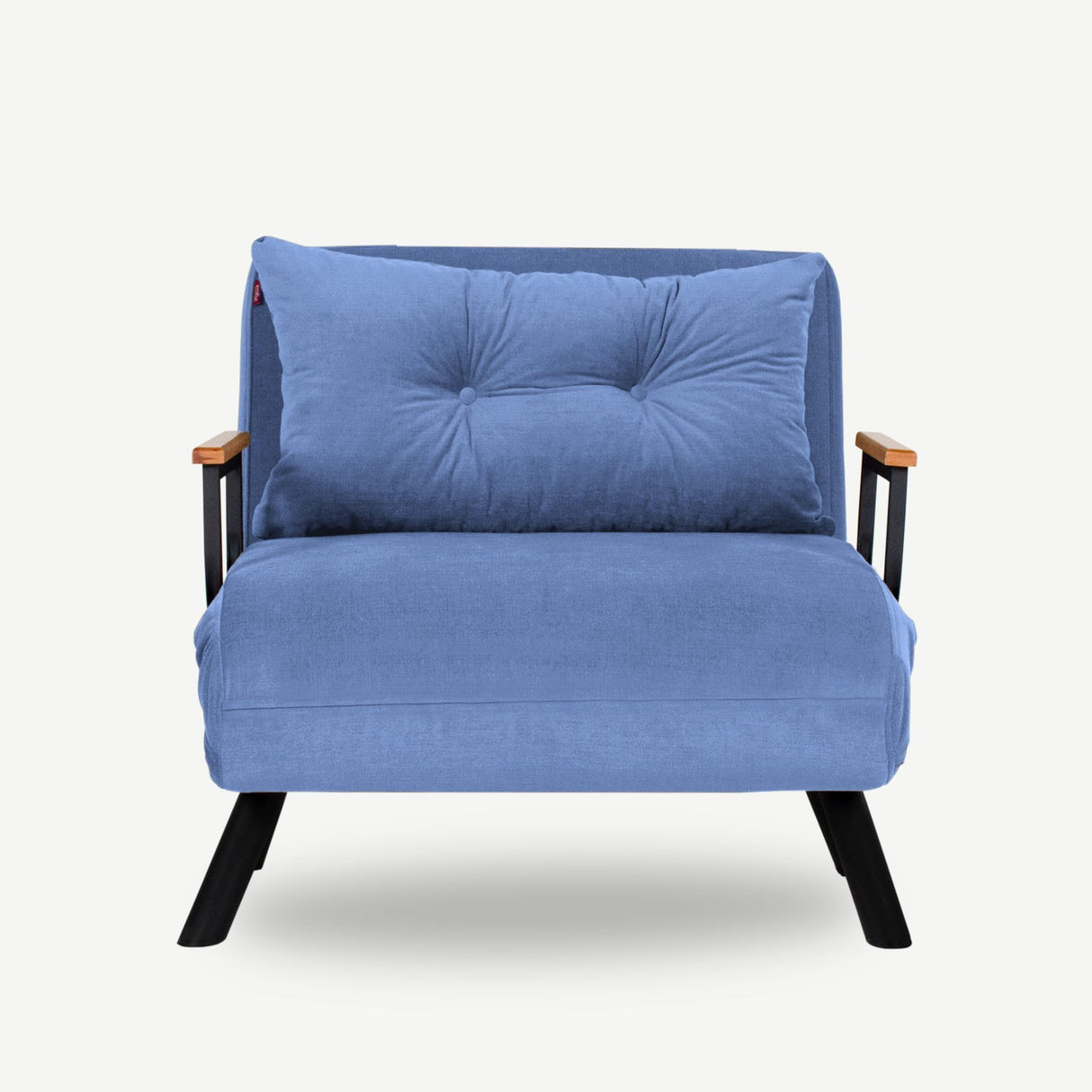Fauteuils - Scandinavische slaapfauteuil Blauw stof linnen look Sando - Dimehouse