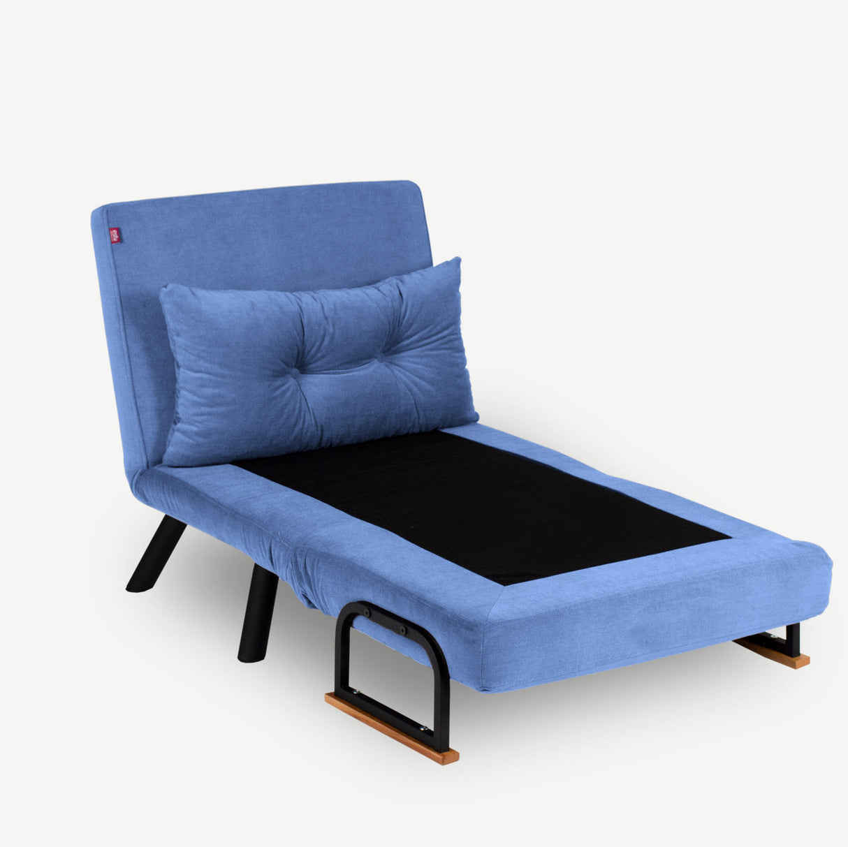 Fauteuils - Scandinavische slaapfauteuil Blauw stof linnen look Sando - Dimehouse