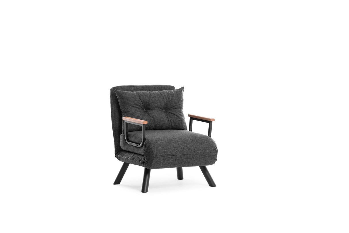 Fauteuils - Scandinavische slaapfauteuil Antraciet gemêleerde stof Sando - Dimehouse