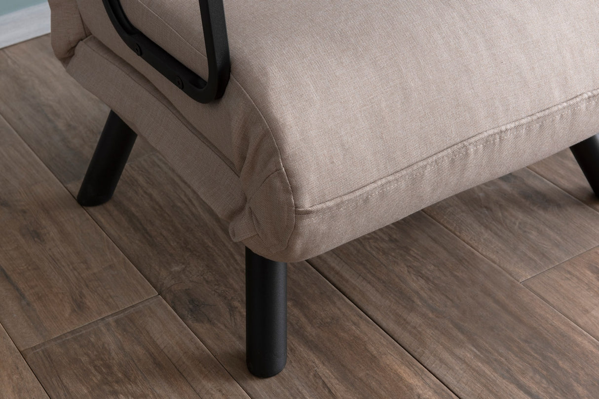 Skandinavisk sovelænestol Taupe stof linned look Sando
