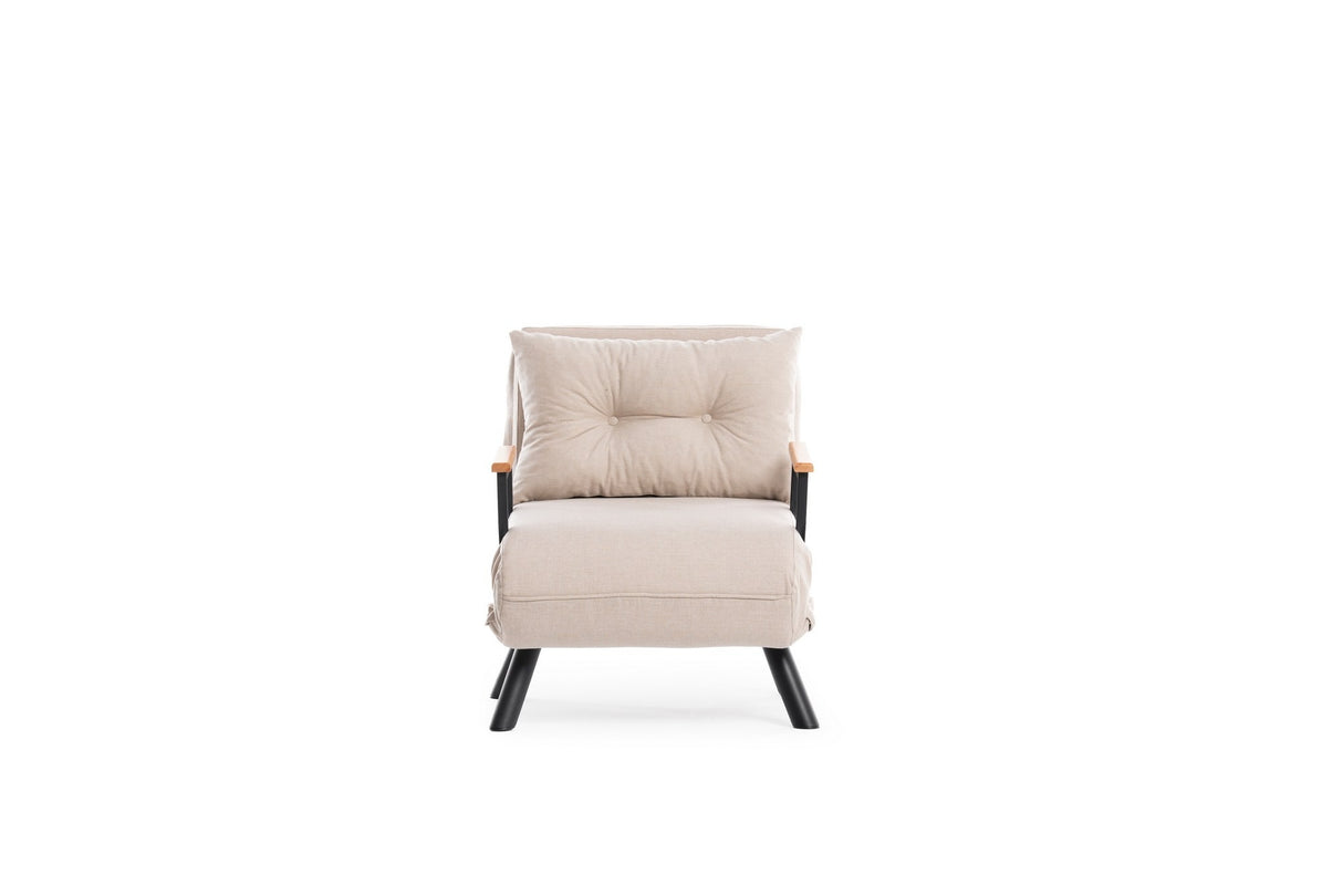 Skandinavisk sovelænestol Taupe stof linned look Sando