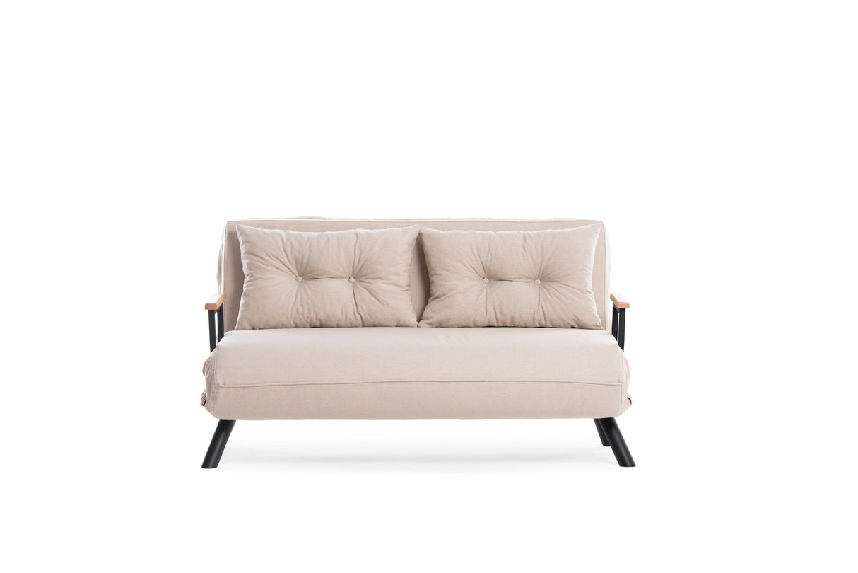 Sovesofa beige hørstof 2 personer - Sando