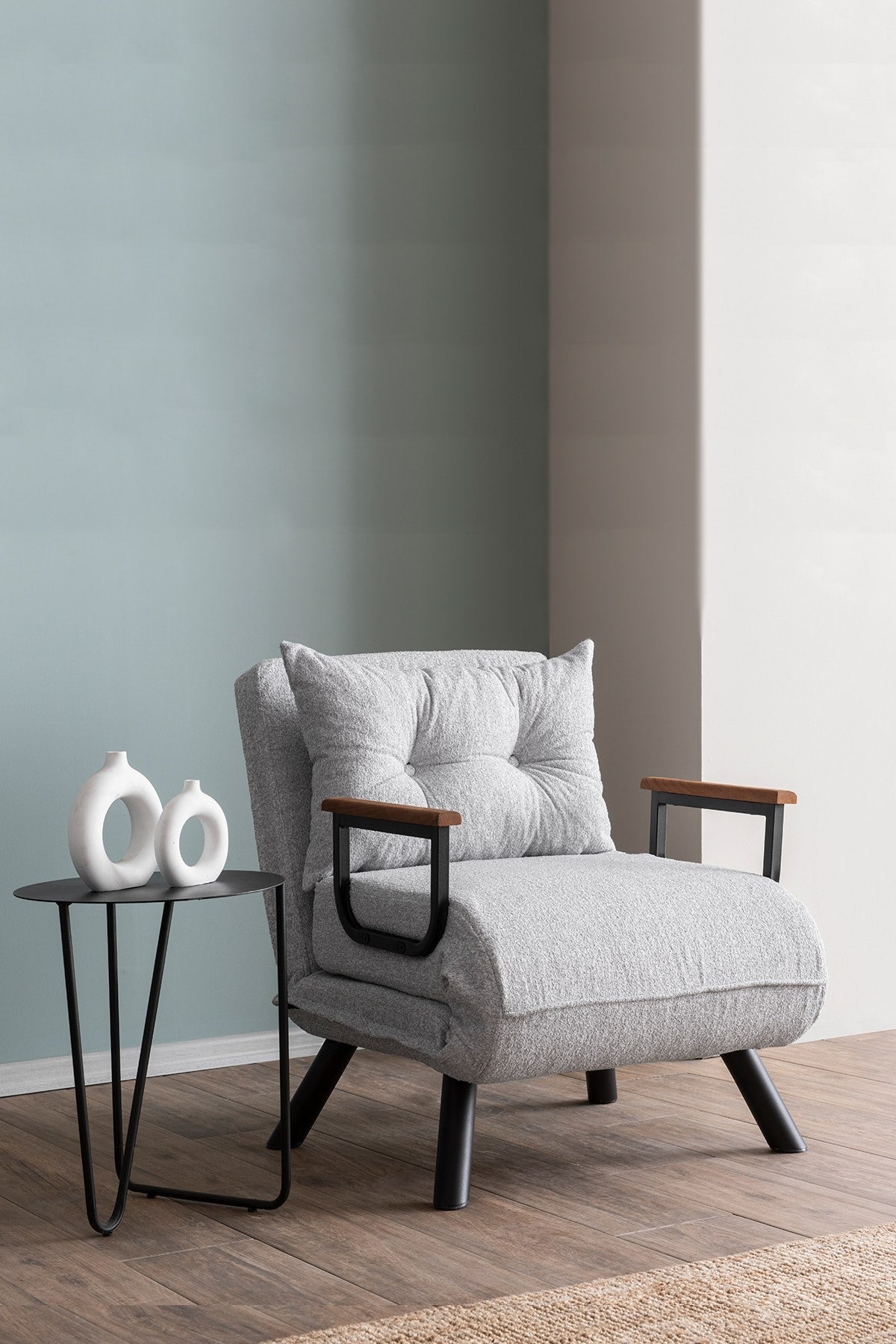 Fauteuils - Scandinavische slaapfauteuil Grijs teddystof Sando - Dimehouse