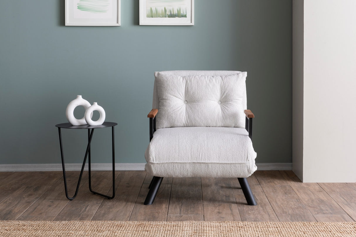 Fauteuils - Scandinavische slaapfauteuil Crème teddystof Sando - Dimehouse