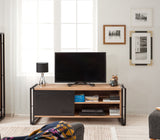 TV Meubels - TV Meubel Cosmo Atlantisch Dennenhout Zwart Melamine 130x50x45 cm - Dimehouse