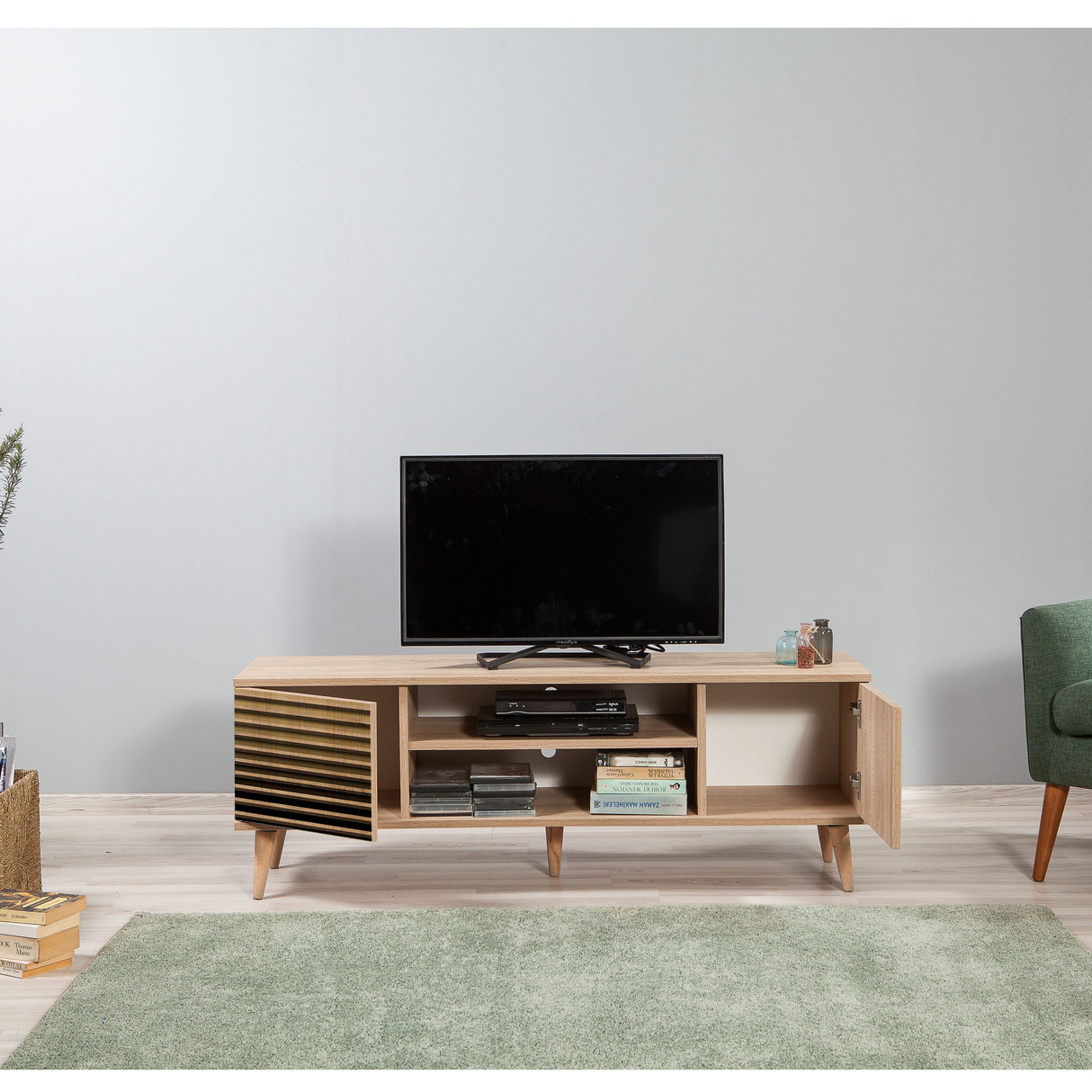 TV-møbel Truva Sonoma Eg Stribet Melamin 140x50x40 cm