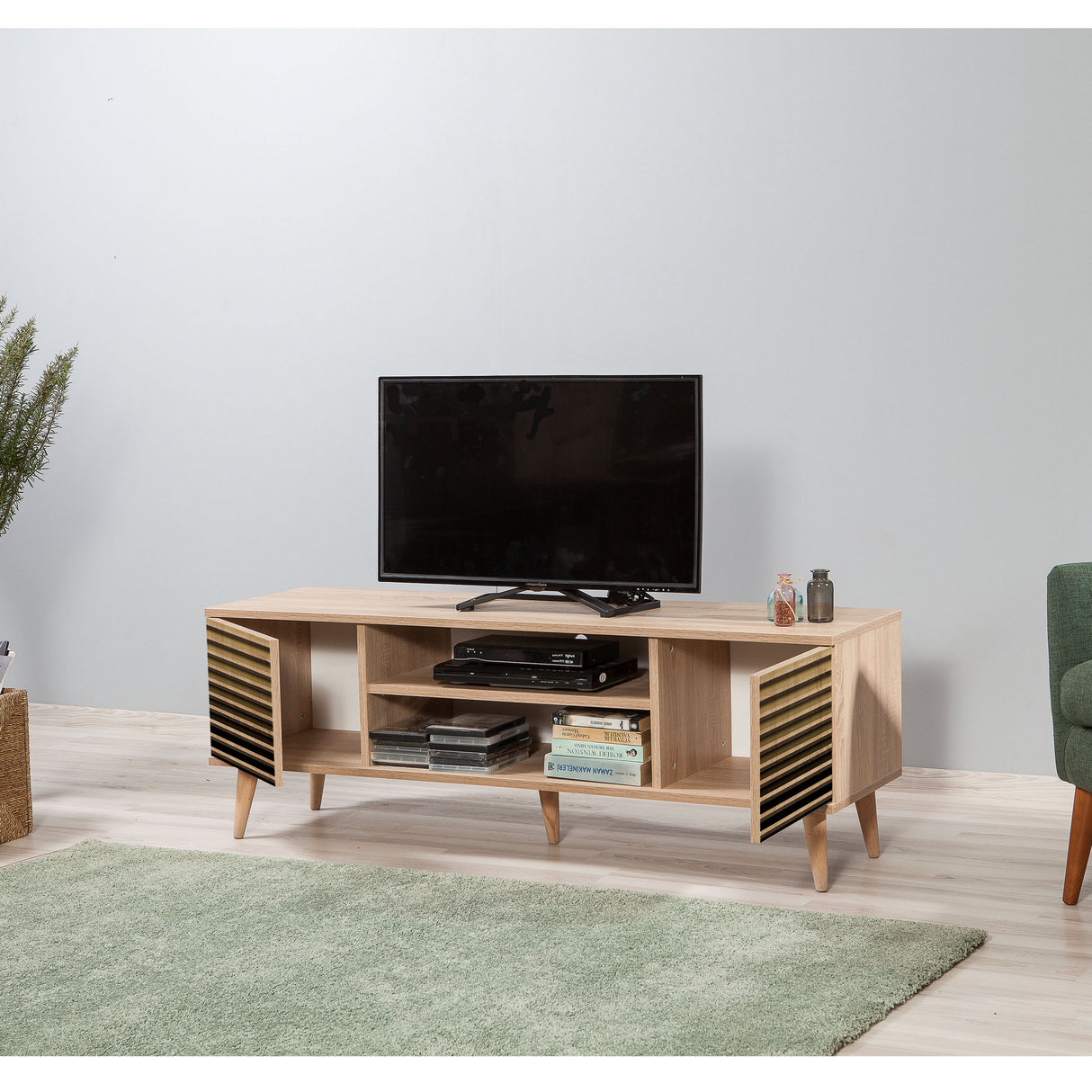 TV-møbel Truva Sonoma Eg Stribet Melamin 140x50x40 cm