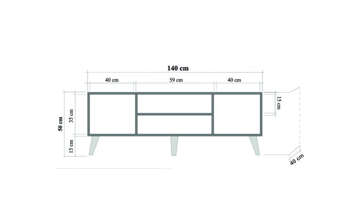 TV-møbel Truva Sonoma Eg Stribet Melamin 140x50x40 cm