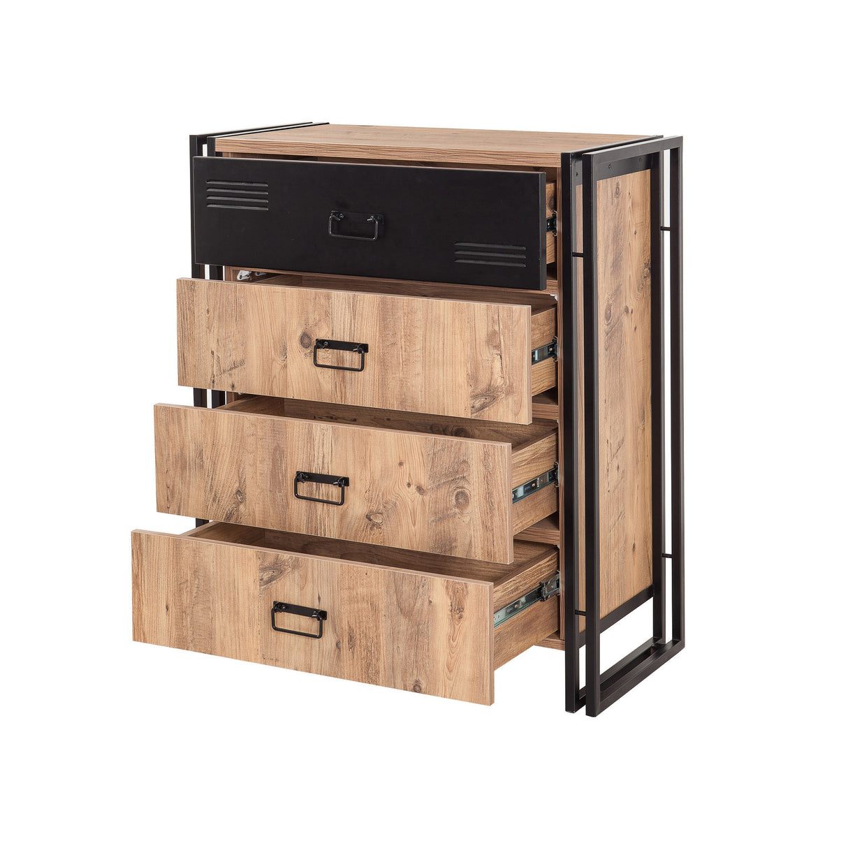 Kommode Cosmo Atlantic Pine Black Melamin