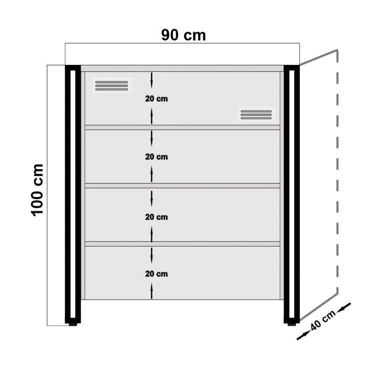 Kommode Cosmo Atlantic Pine Black Melamin