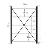 Industriel reol fyrretræ melamin sort metal Cosmo 130x180x35 cm