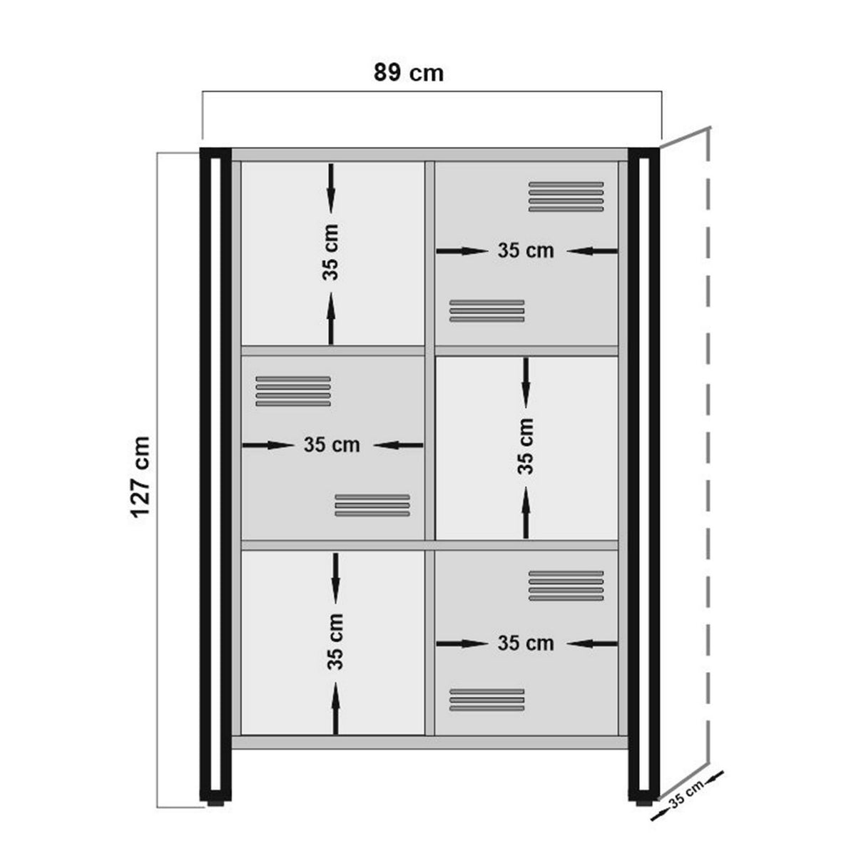 Industriskab fyrretræ melamin sort metal Cosmo 89x127x35 cm