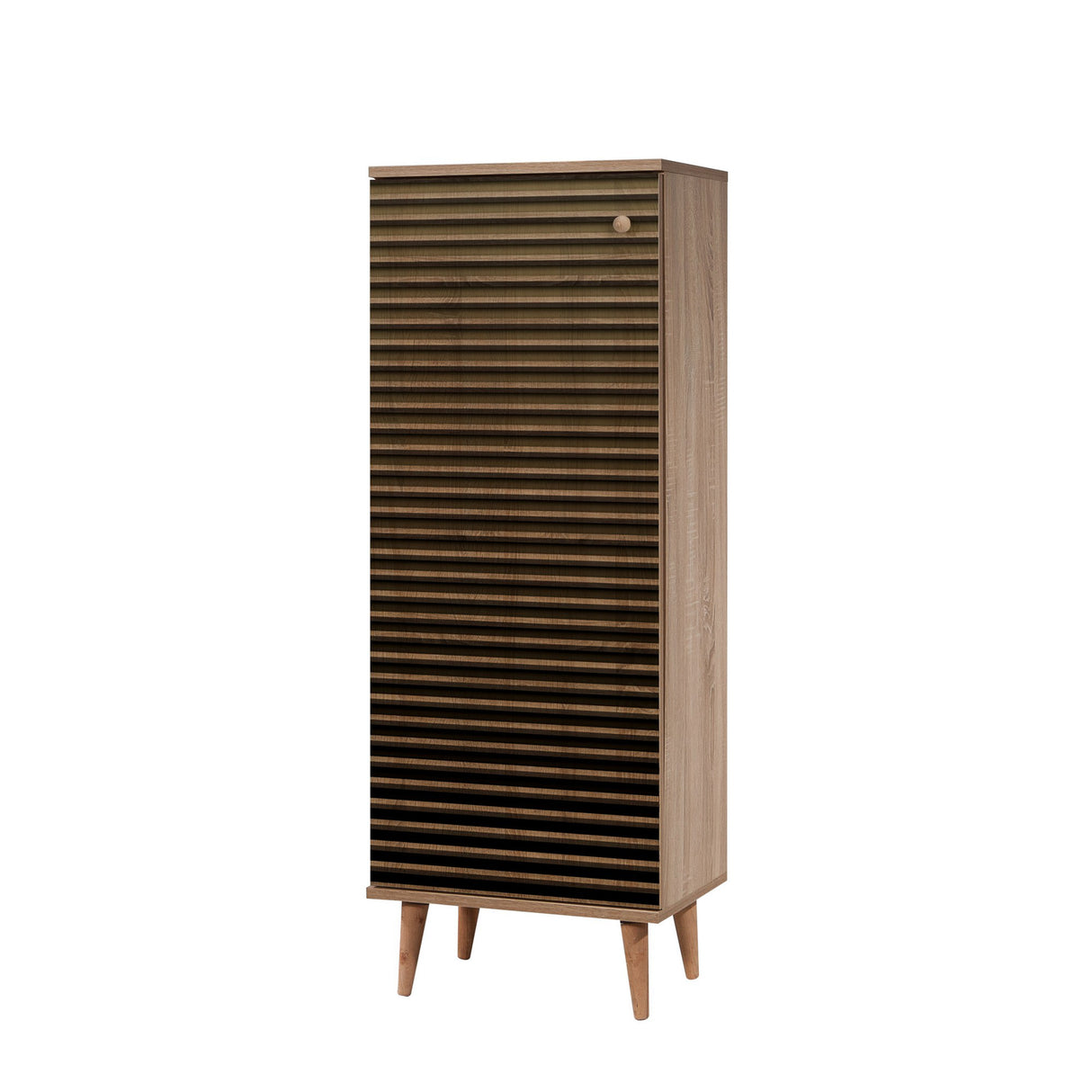 Schoenenkasten - Schoenenkast Filinta Sonoma Eik Gestreept Melamine 50x135x38 cm - Dimehouse