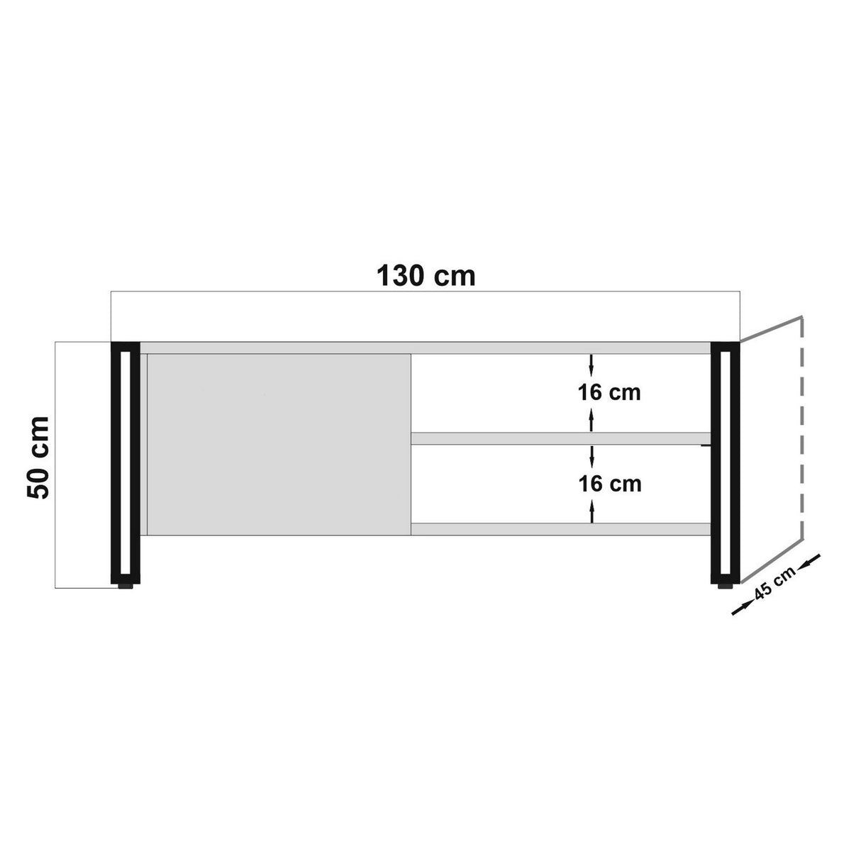 TV Meubels - TV Meubel Arcas Atlantisch Dennenhout Zwart Melamine 130x50x45 cm - Dimehouse