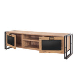 TV Meubels - TV Meubel Arcas Atlantisch Dennenhout Zwart Melamine 180x50x45 cm - Dimehouse
