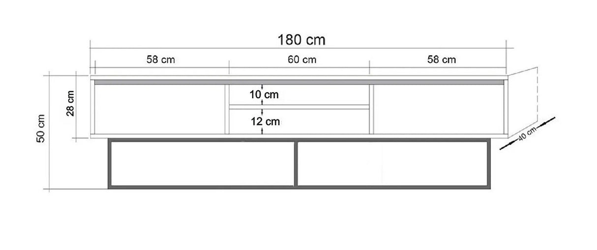 TV Meubels - TV Meubel Rodez Walnoot Zwart Melamine 180x50x40 cm - Dimehouse
