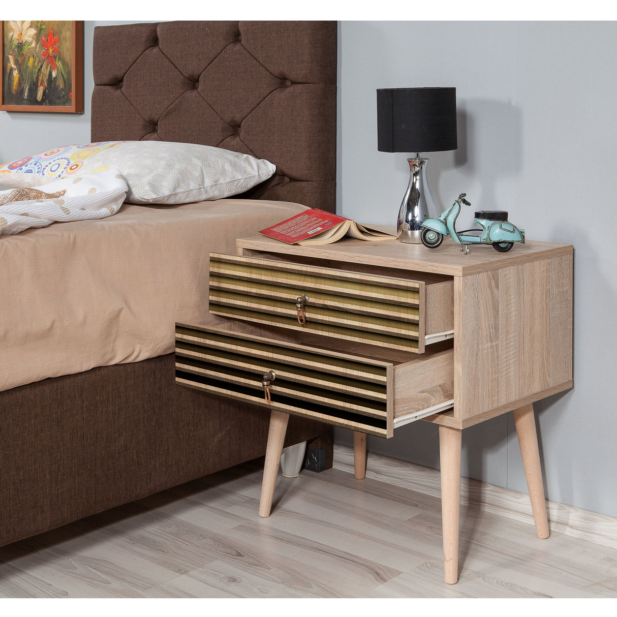Sengebord Catalina Sonoma Eg Melamin 60x61x40 cm