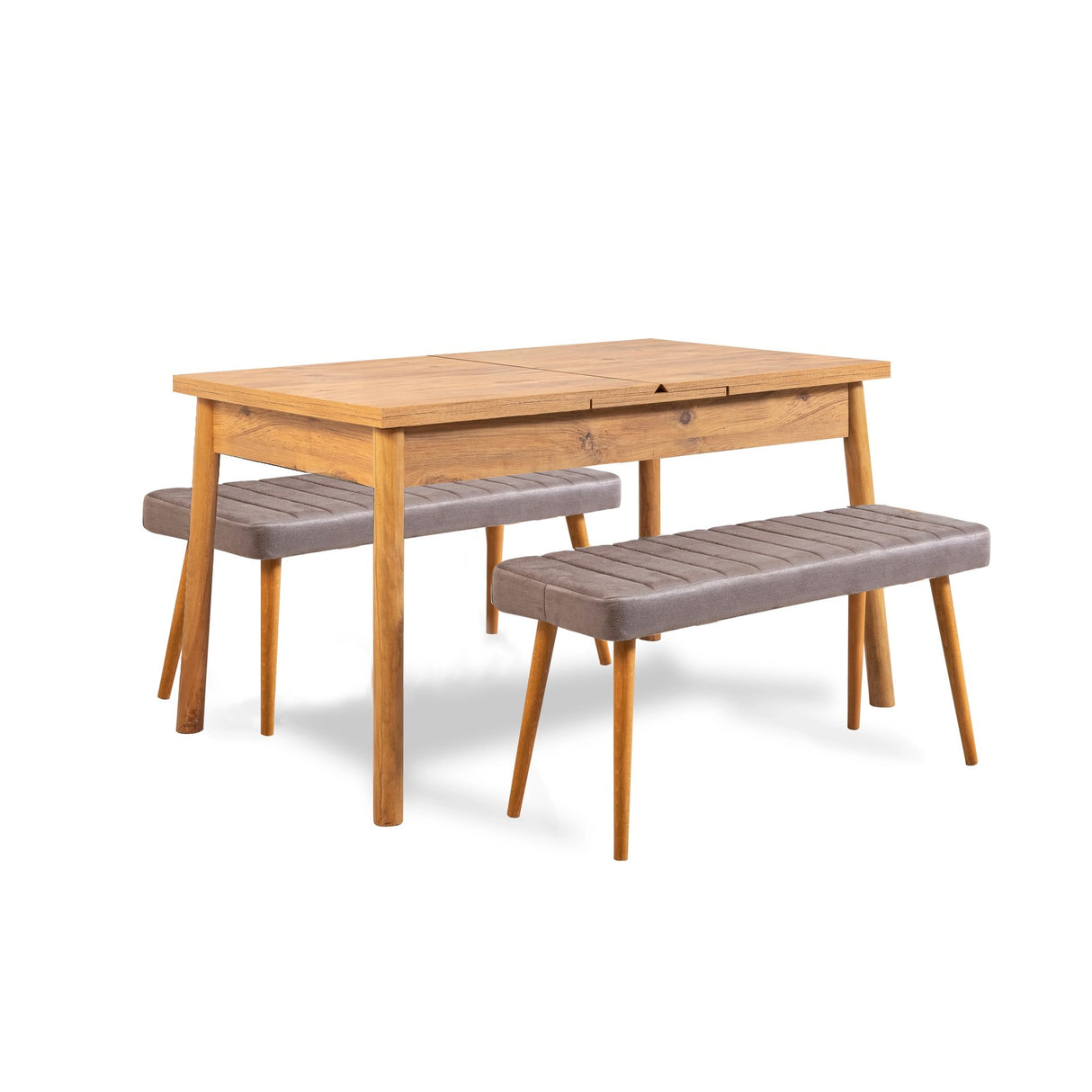 Santiago udtrækkeligt spisebordssæt 120 cm Atlantic Pine grey Melaminbelagt trækomposit