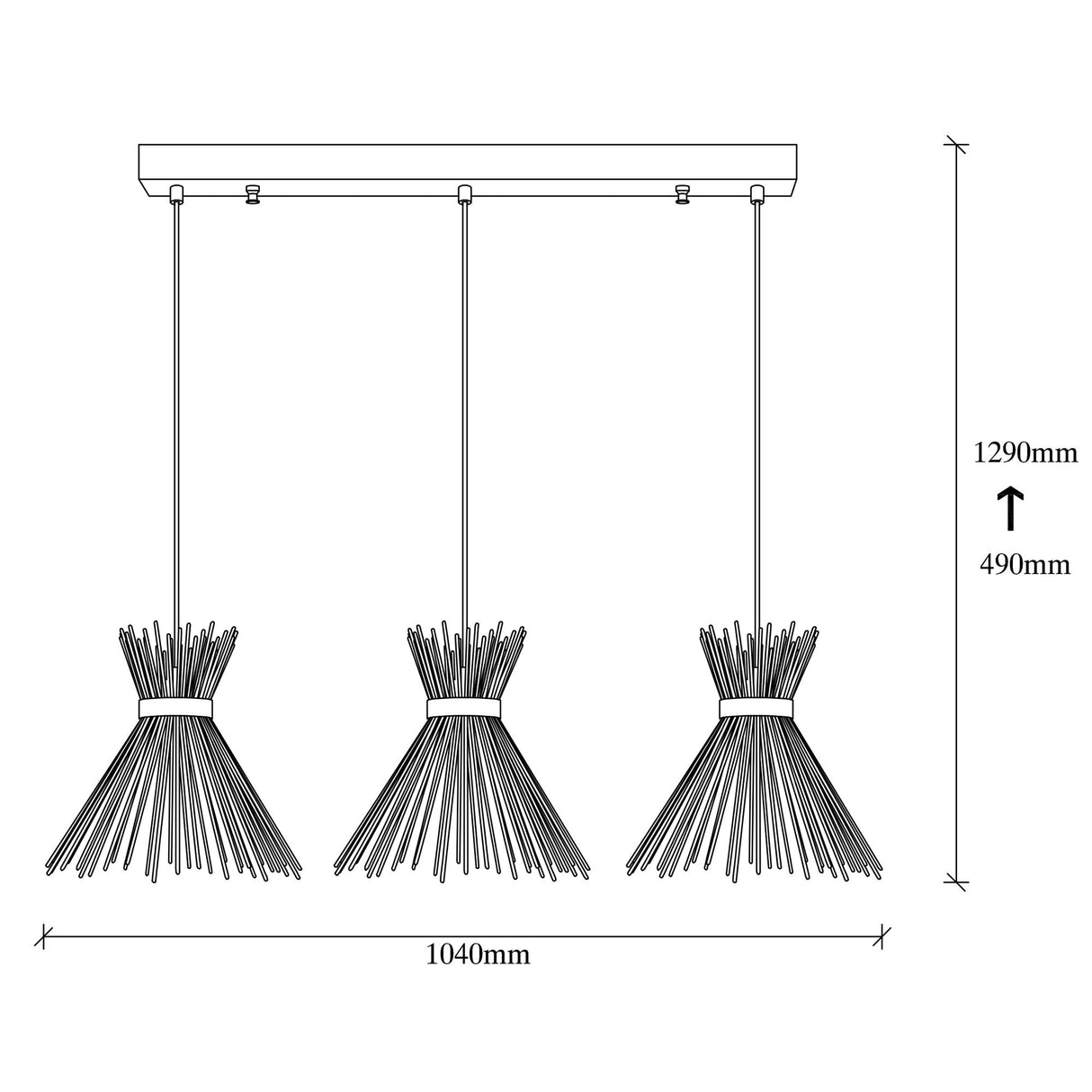 Hanglamp 3-lichts Zwart Metaal Lyric