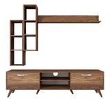TV Meubels - TV Meubel Set Iona Walnoot Melamine 180x48,6x35 cm - Dimehouse