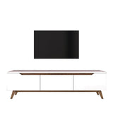TV Meubels - TV Meubel Osiris Wit Donker Walnoot Melamine 180x48,6x35 cm - Dimehouse