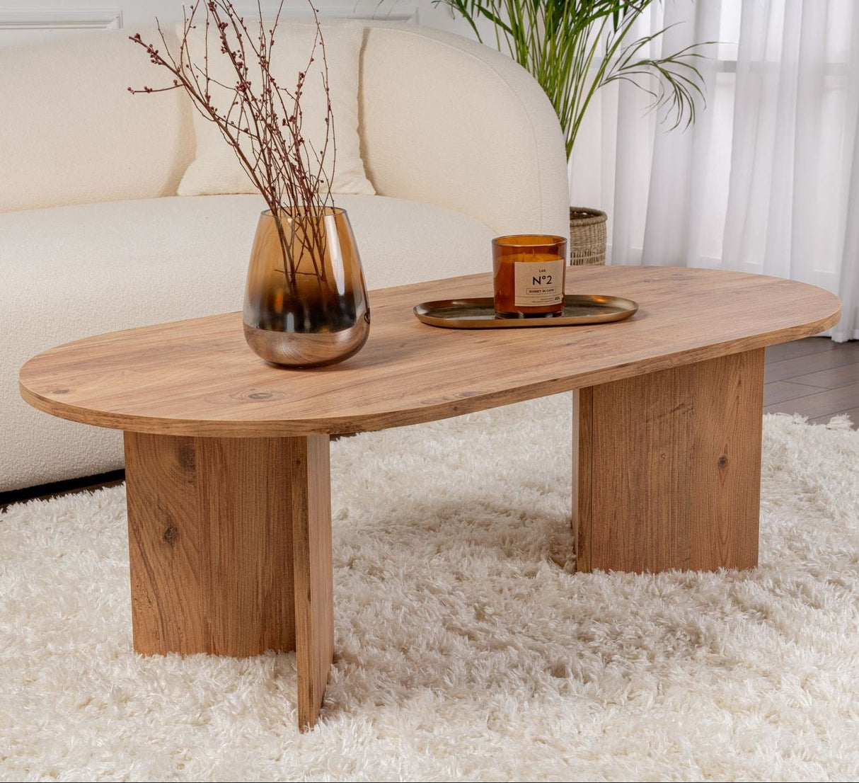 Ovale Salontafel Atlantisch Dennenhout look Sabla - 119x60
