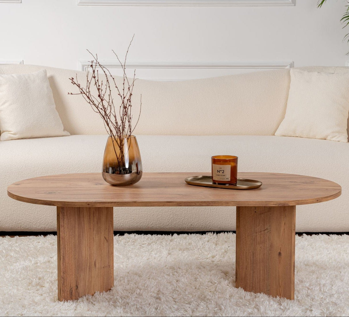 Ovale Salontafel Atlantisch Dennenhout look Sabla - 119x60