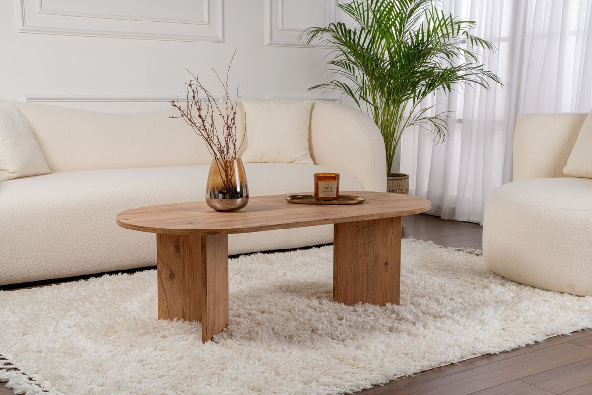 Ovale Salontafel Atlantisch Dennenhout look Sabla - 119x60