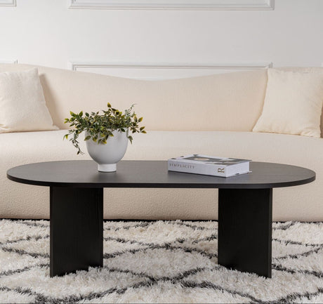 Ovale Salontafel Zwart Houtlook Sabla - 119x60