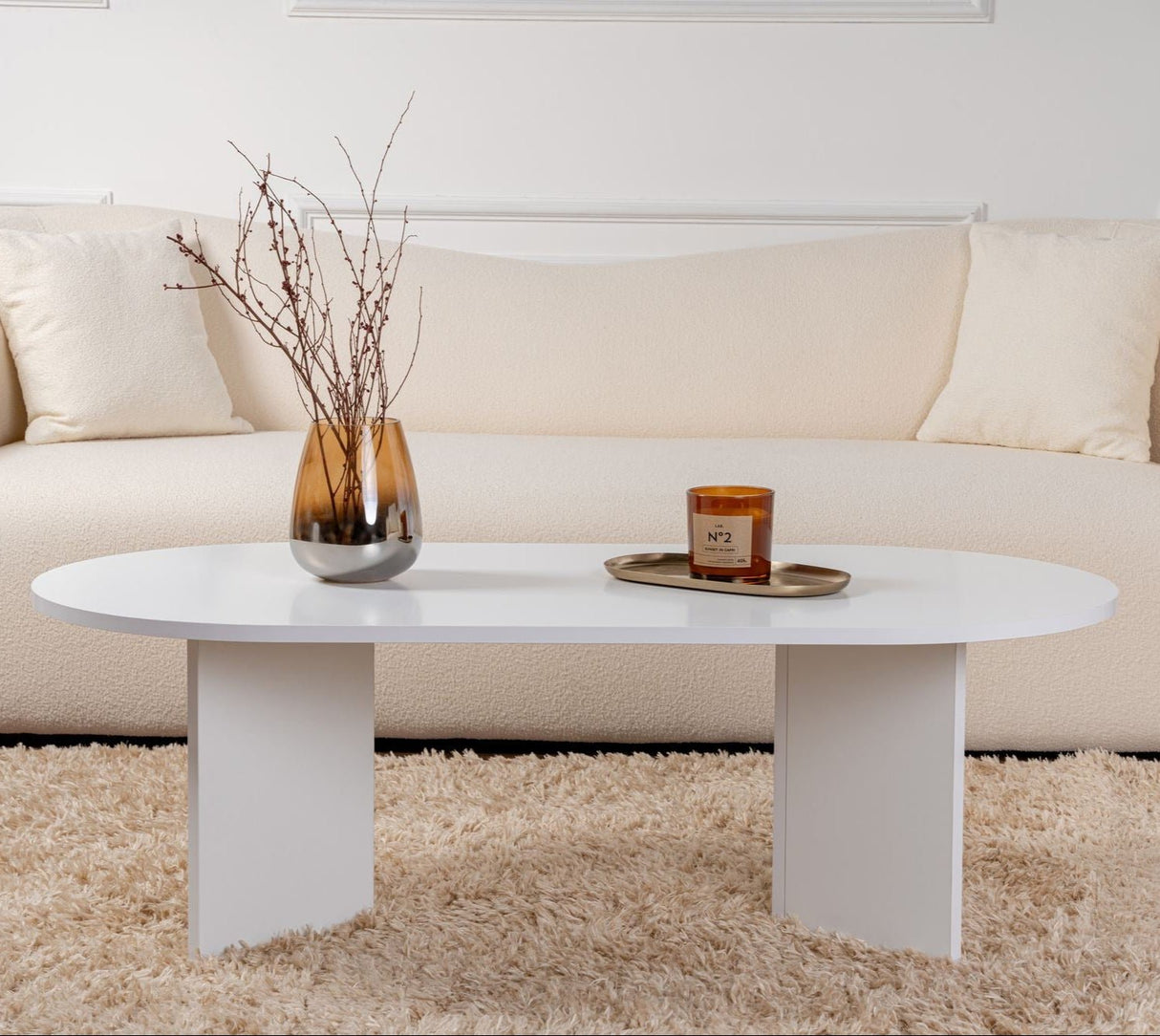 Ovale Salontafel Sapphire Wit Sabla - 119x60