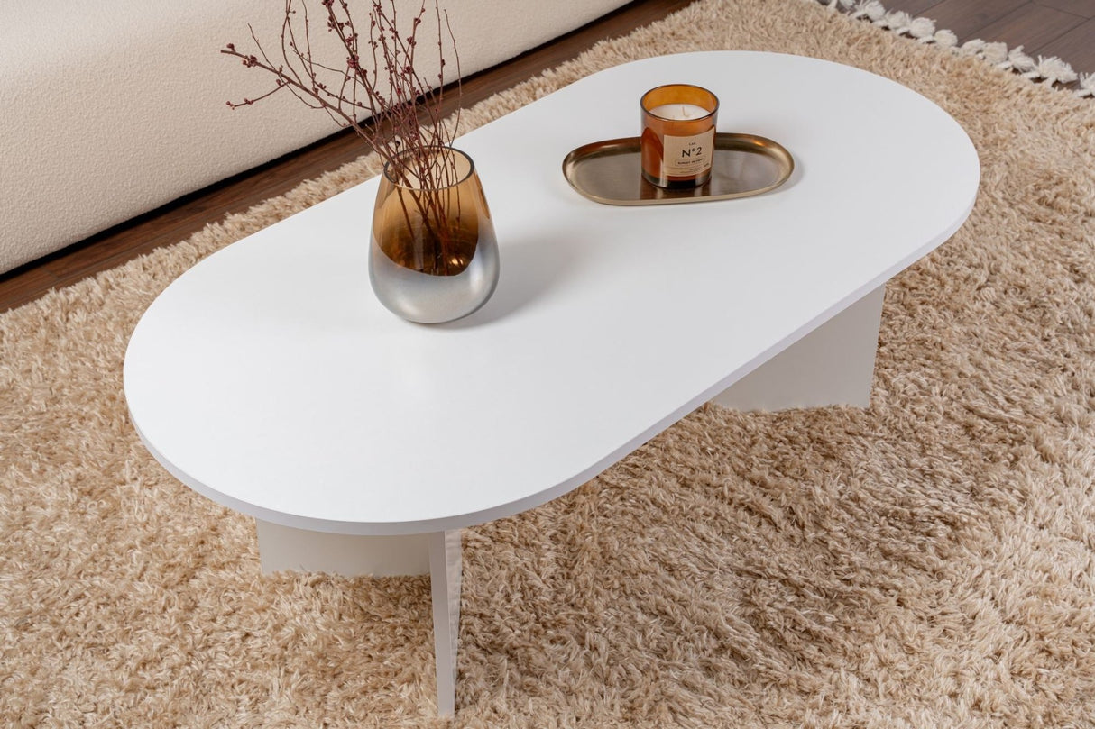Ovale Salontafel Sapphire Wit Sabla - 119x60