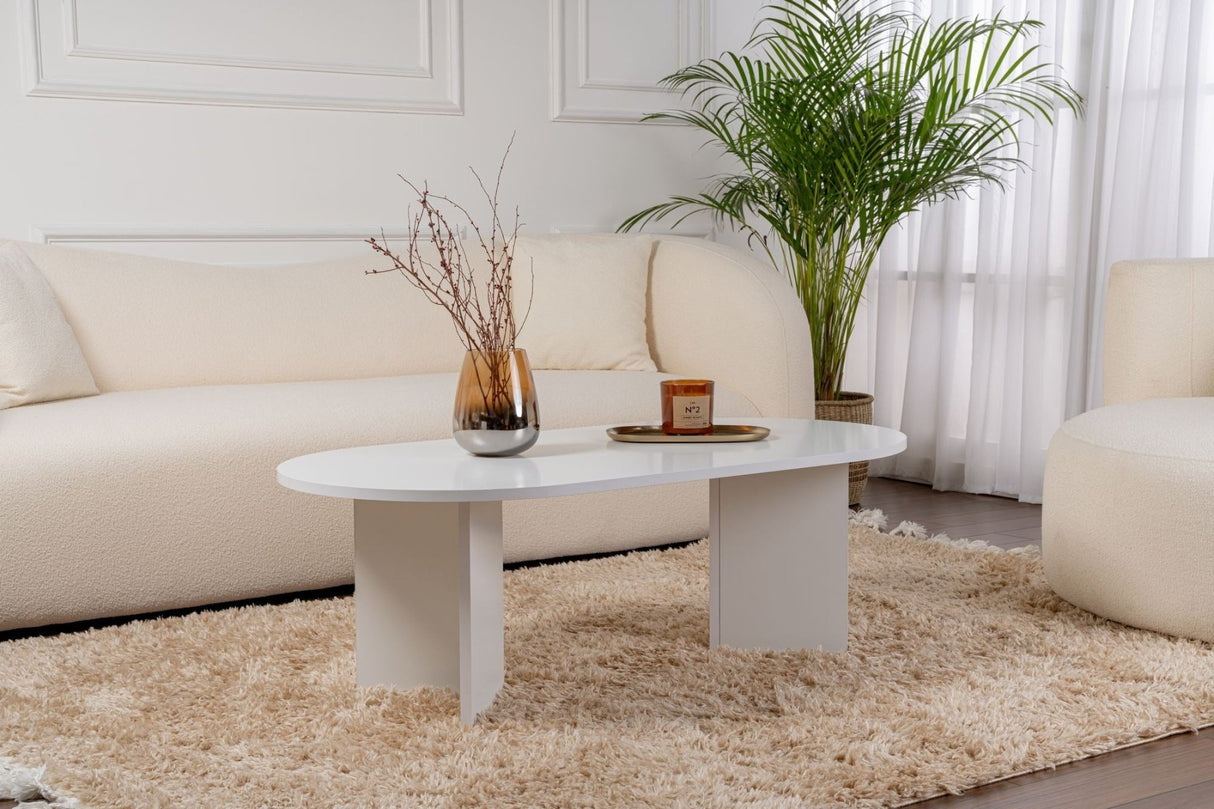 Ovale Salontafel Sapphire Wit Sabla - 119x60
