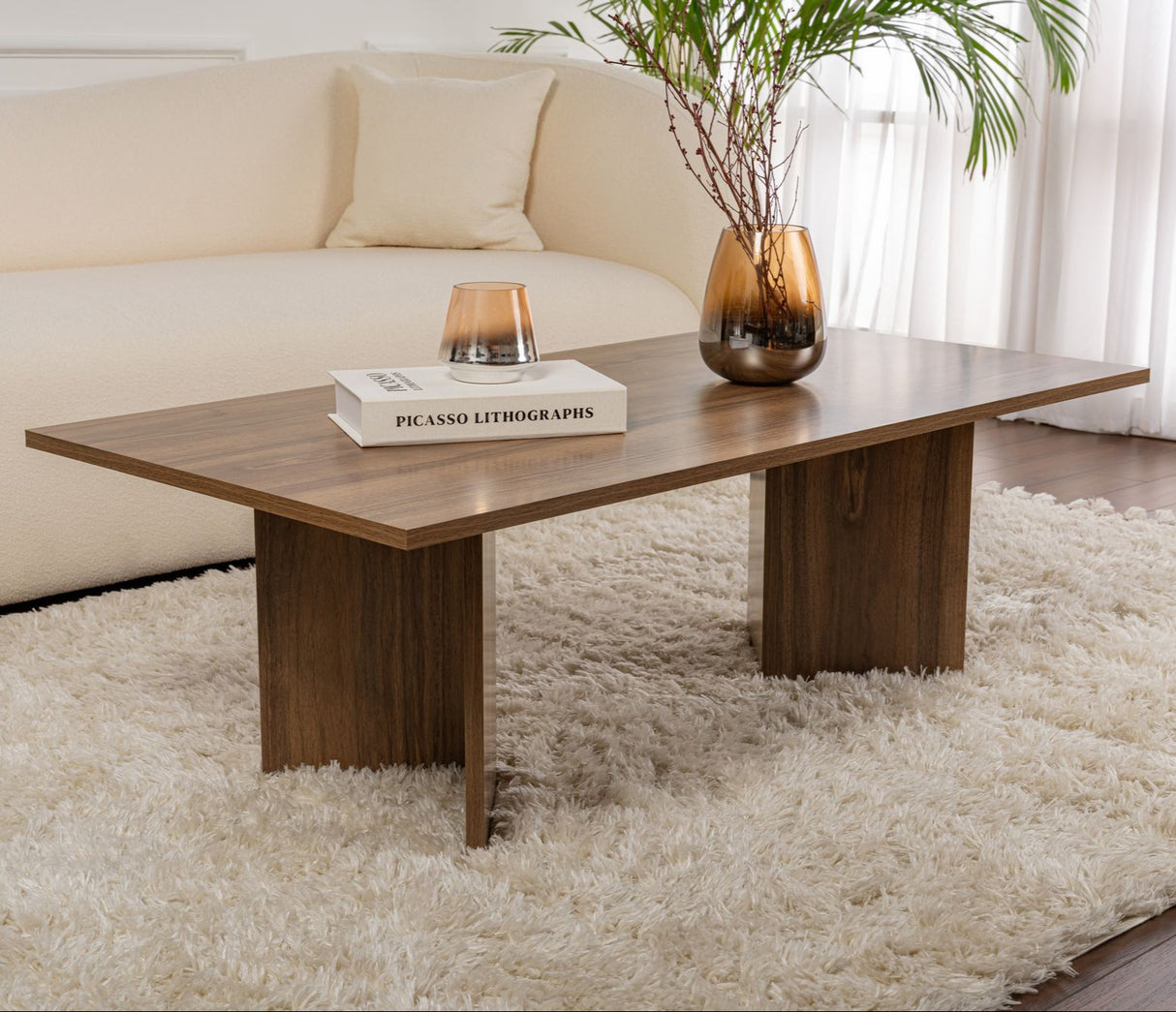 Rechthoekige Salontafel Siban Walnoothout look - 119x60 cm