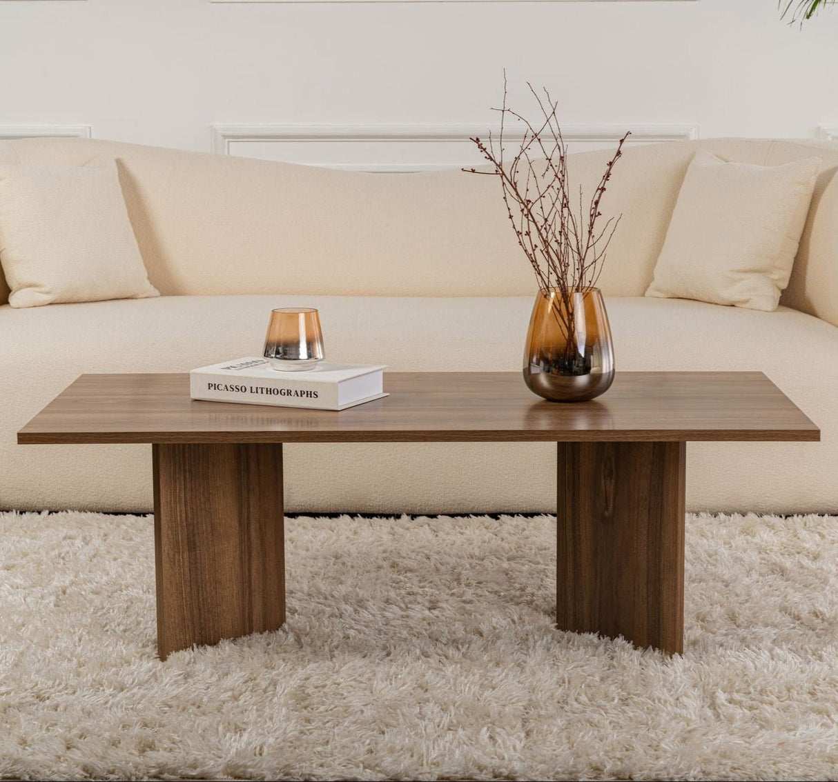 Rechthoekige Salontafel Siban Walnoothout look - 119x60 cm