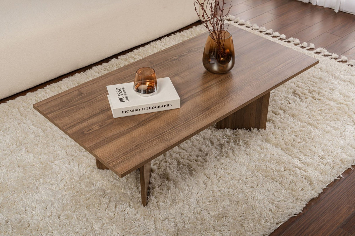 Rechthoekige Salontafel Siban Walnoothout look - 119x60 cm