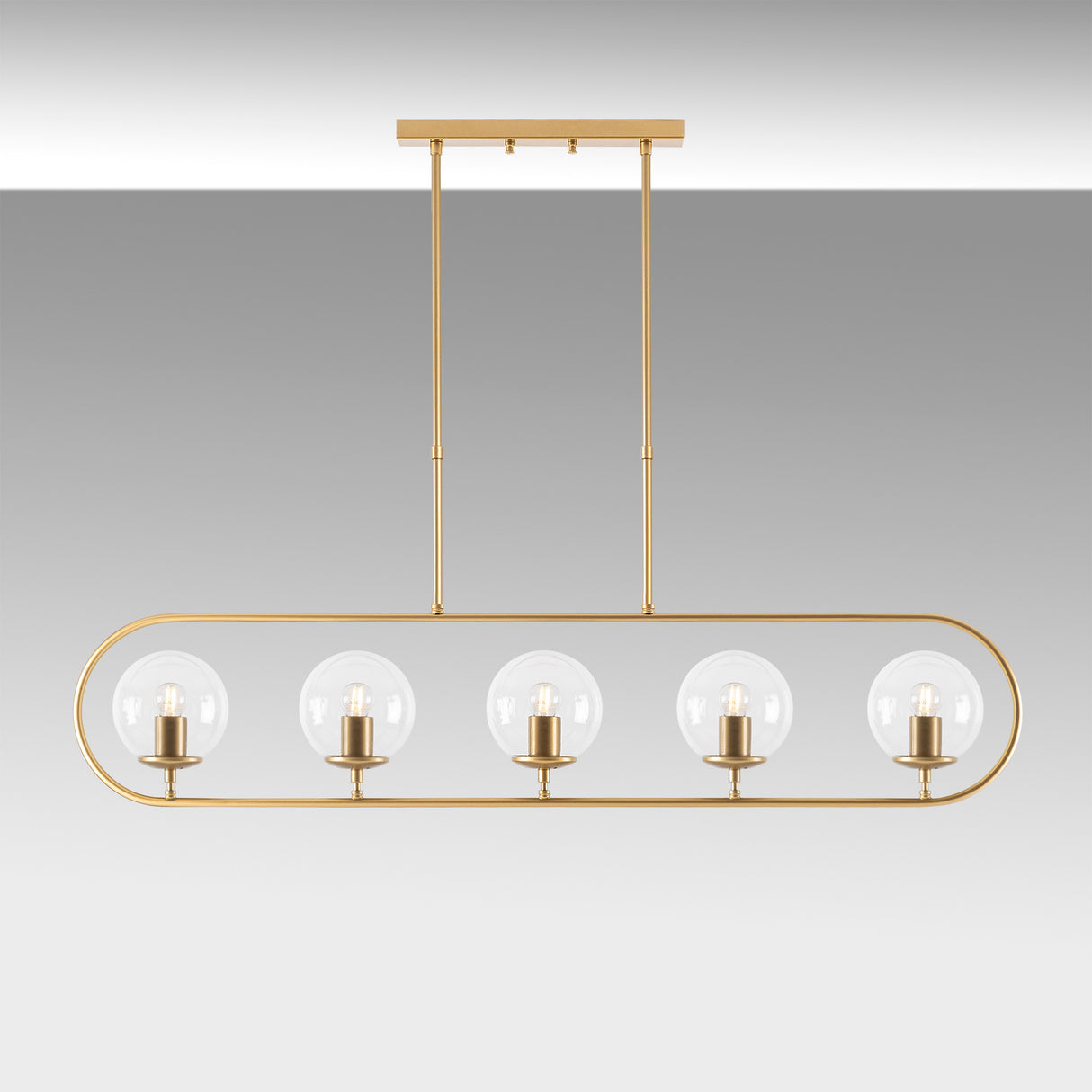 Hanglamp 5-lichts Goud Helder Glas Lucent