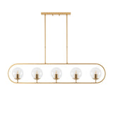 Hanglamp 5-lichts Goud Helder Glas Lucent