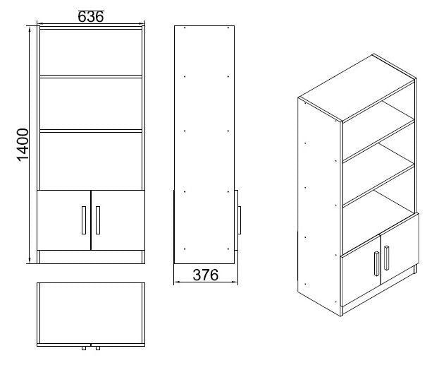 Reol Aventur Valnød Antracit Melamin 63,6x140x37,6 cm