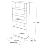 Reol Nautica Atlantic Pine Wood Hvid Melamin 75x168,3x26,8 cm
