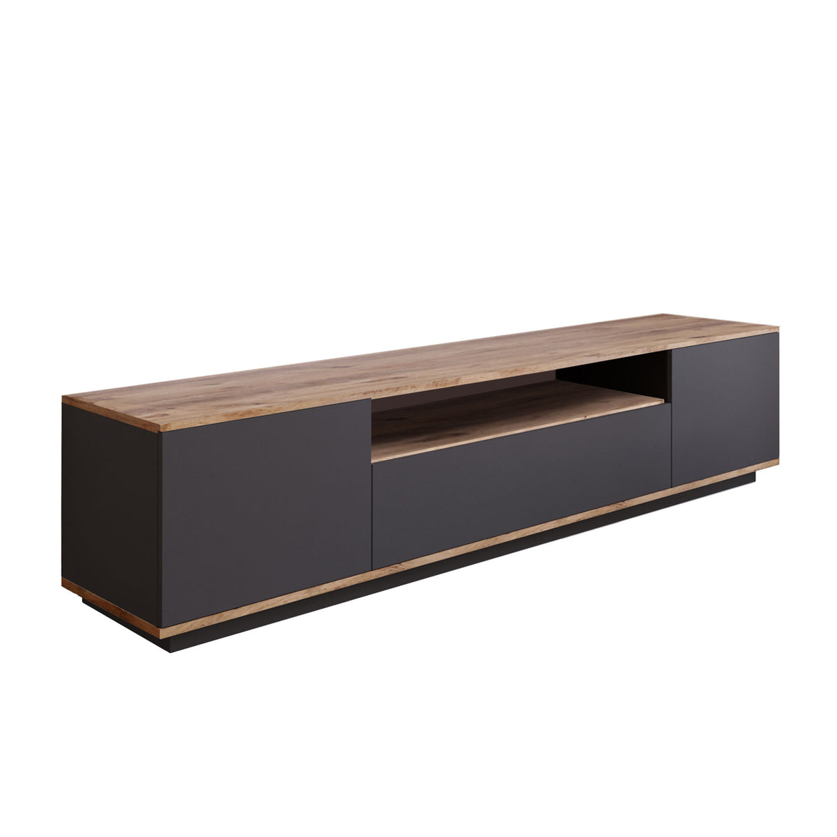 TV Meubels - TV Meubel Vesper Atlantisch Dennenhout Antraciet Melamine 180x44,6x44,5 cm - Dimehouse