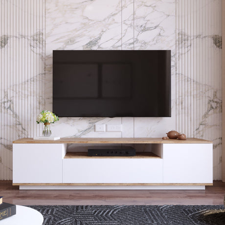 TV Meubels - TV Meubel Salerno Atlantisch Dennenhout Wit Melamine 180x44,6x44,5 cm - Dimehouse