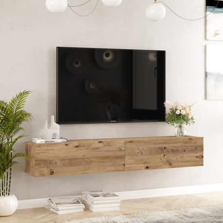 TV Meubels - Zwevend TV Meubel Turin Atlantisch Dennenhout Melamine 180x29,6x31,6 cm - Dimehouse
