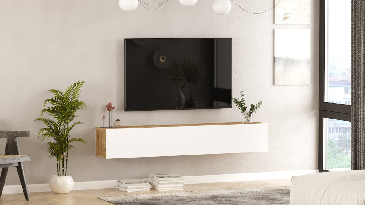 TV møbel Torino Atlantic Fyrtræ Hvid Melamin 180x29,6x31,6 cm