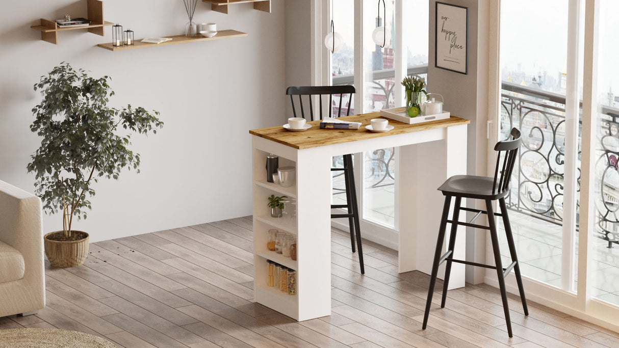 Barbord Paphos Atlantic Pine Wood Hvid Melamin 120x101,8x51,6 cm