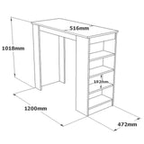 Barbord Paphos Atlantic Pine Wood Hvid Melamin 120x101,8x51,6 cm