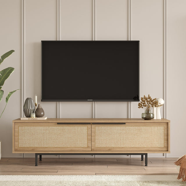 TV Meubels - TV Meubel Japandi Kosmos Walnoot Eik Melamine 160x45,1x35,5 cm - Dimehouse